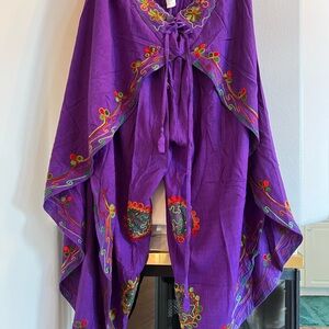 Vibrant Purple Embroidered Boho pants